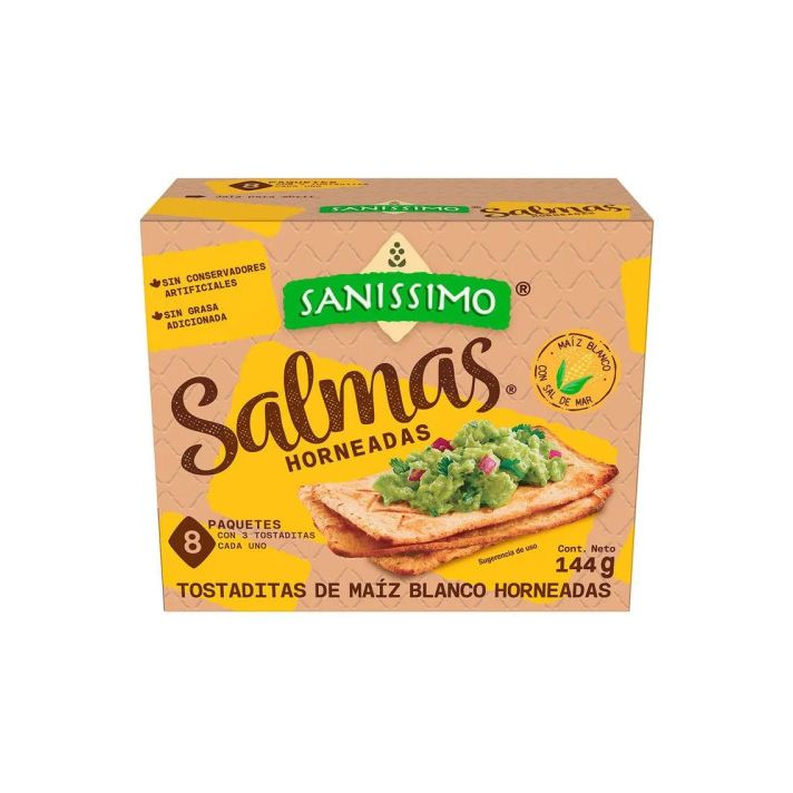 Sanissimo Salmas Baked Corn Tostada Crackers 144g (8x3 crackers)
