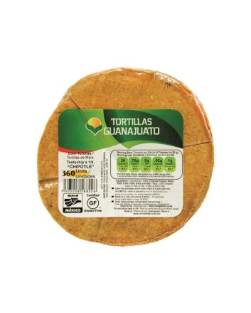 Guanajuato Pre-Cut Unfried Chipotle Corn 1/6 Tortilla 15cm 1kg (pack of 360 chips)