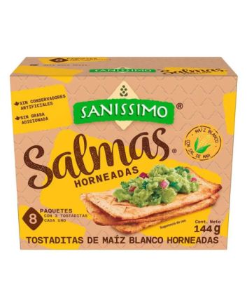 Sanissimo Salmas Baked Corn Tostada Crackers 144g (8x3 crackers)